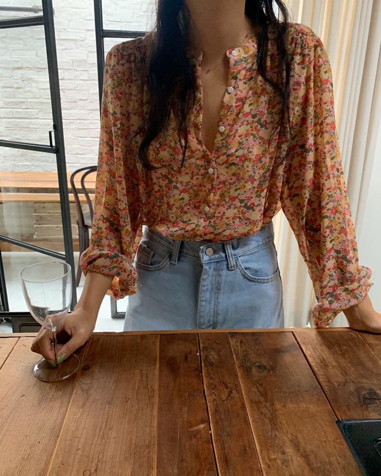 2025 Spring/Autumn Women's Floral Long-Sleeve Single-Breasted Casual Shirt