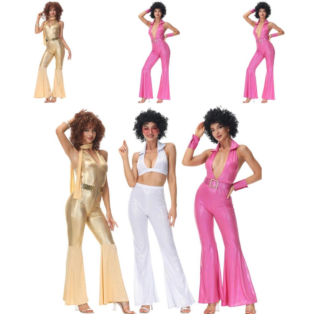 Halloween Hippie Costume For Women With Polyester Blend For Disco And 70s Party Fun