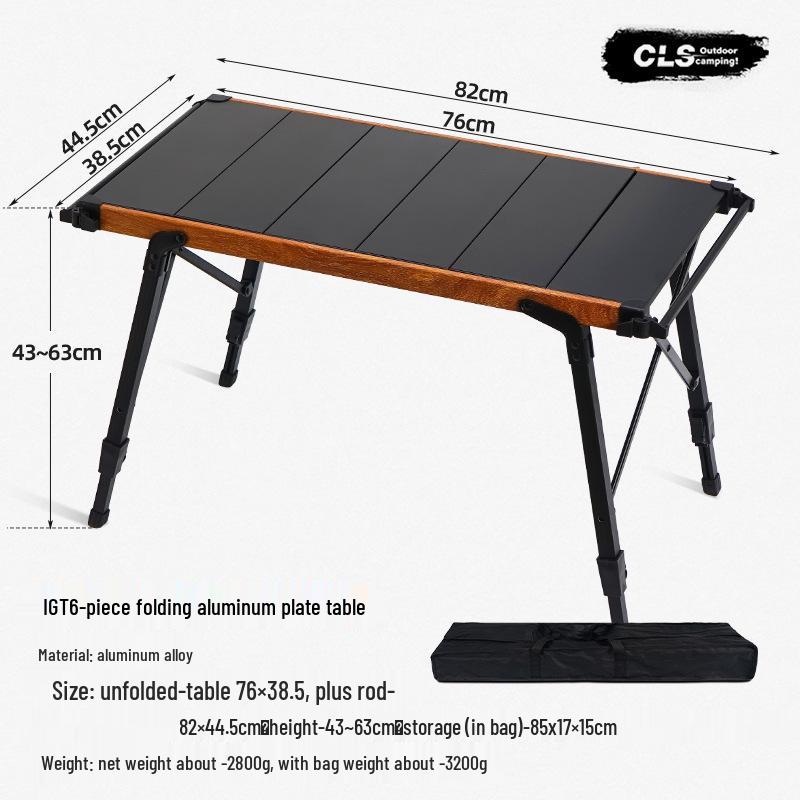 CLS Portable Aluminum Folding Table: Roll-Up Outdoor Picnic, BBQ, and Camping Table with Adjustable Height.