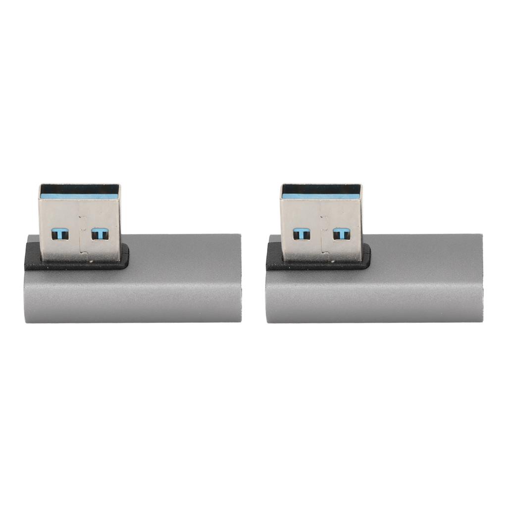 2Pcs USB3.0 Male to Female Adapter 10Gbps Rapid Heat Dissipation Small Portable 90 Degree USB Adapter for Home Office
