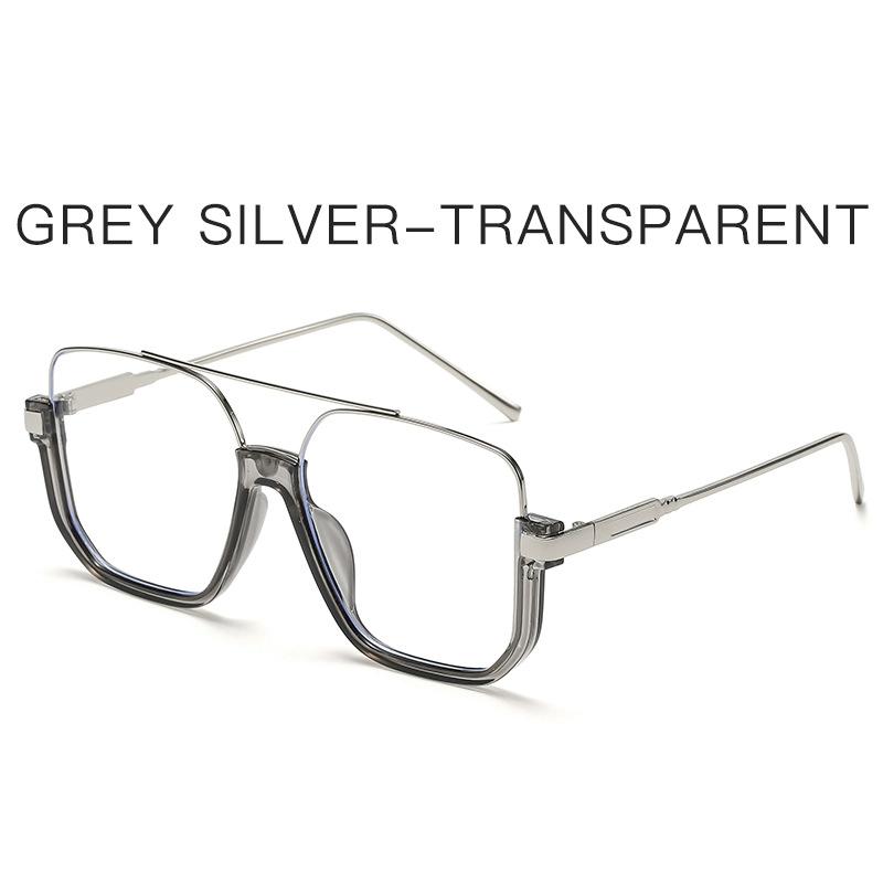 Plain Double Beam Large Frame Anti Blue Glasses Half Frame Square Ladies' New Sunglasses For Street Shooting