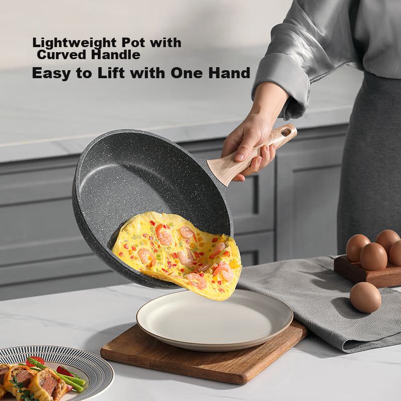 Jingdong Jingzao Flat-Bottom Pan, Egg Frying Pan, Steak Non-Stick Frying Pan, Low-Smoke Egg Burger Pan, Compatible with Induction Cooker, 26cm