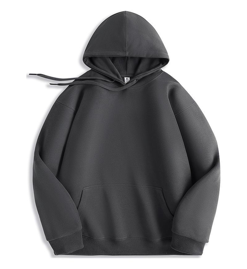 Black Solid Color Hooded Sweatshirt for Women - Korean Style, Loose Fit, Casual, Versatile, Plus Velvet Jacket for Autumn/Winter.