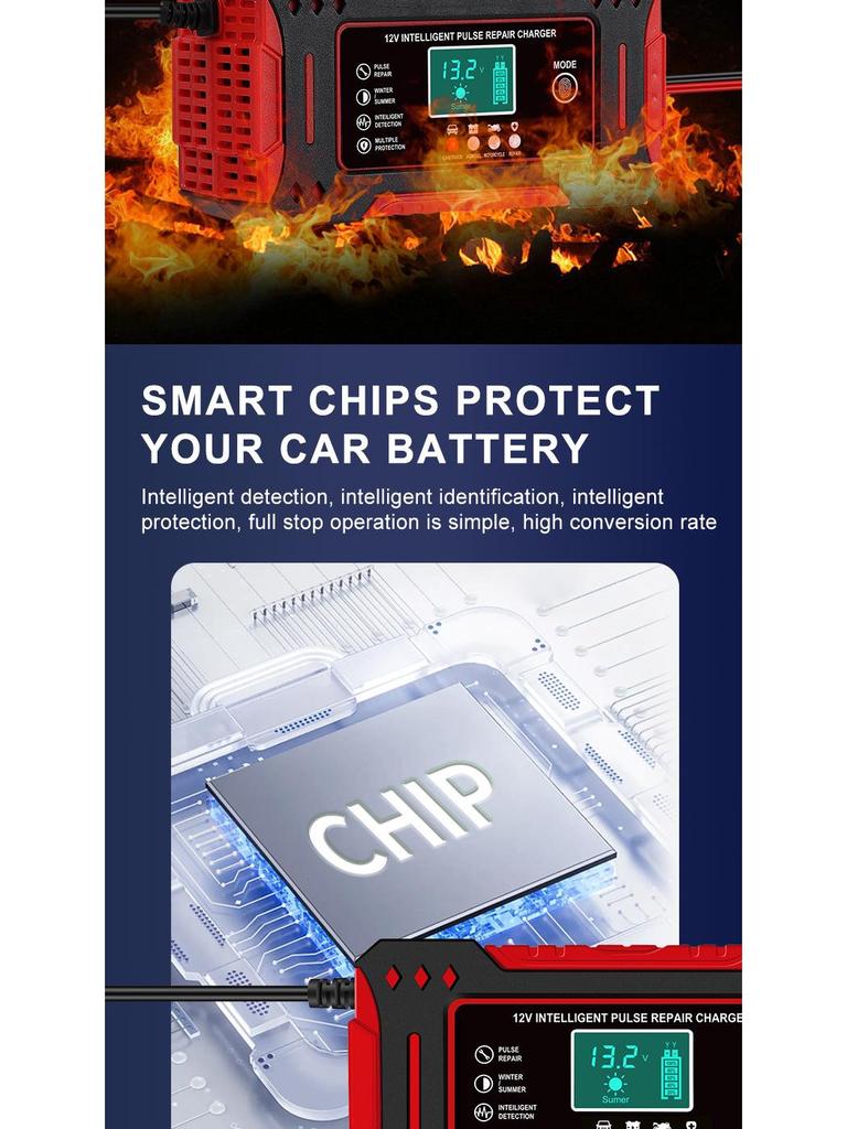 12V 6A Smart-Impulserhaltungsladegerät für Blei-Säure-Batterien von Autos und Motorrädern