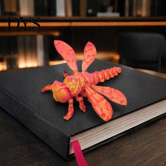 Office Desk Toys 3D Printed Dragonfly Figurine, Articulated Model with Movable Joints, Stress Relief Toy Insect Fidget for Decoration Reliever