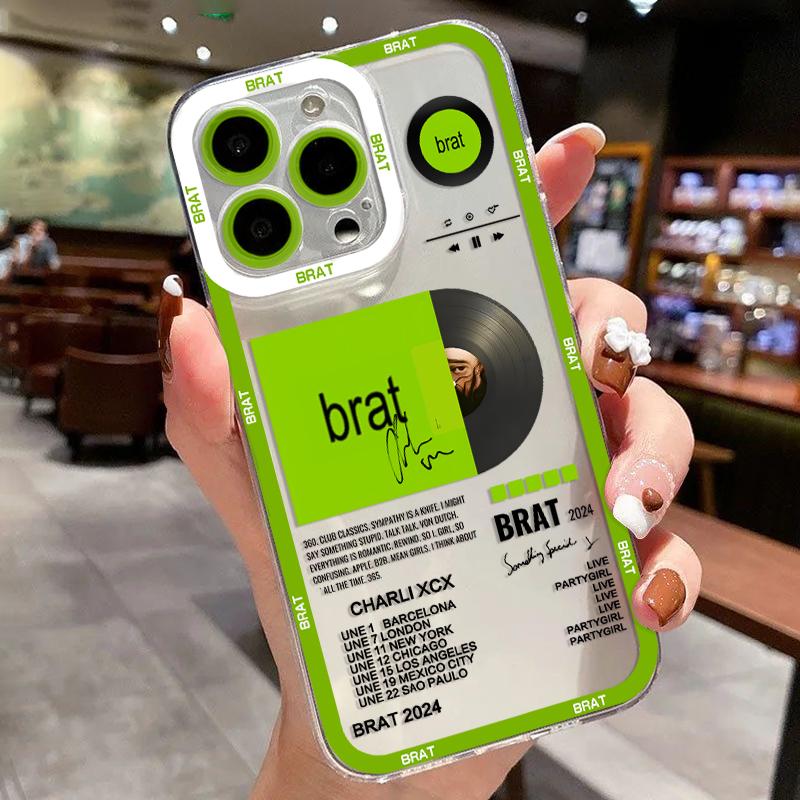 C-Charlis XCX B-BRAT Brat 360 365 Phone Case For iPhone 16 15 14 13 12 11 Mini Pro Max X XR XSMax 7 8 Plus SE Transparent Cover iPhone 11