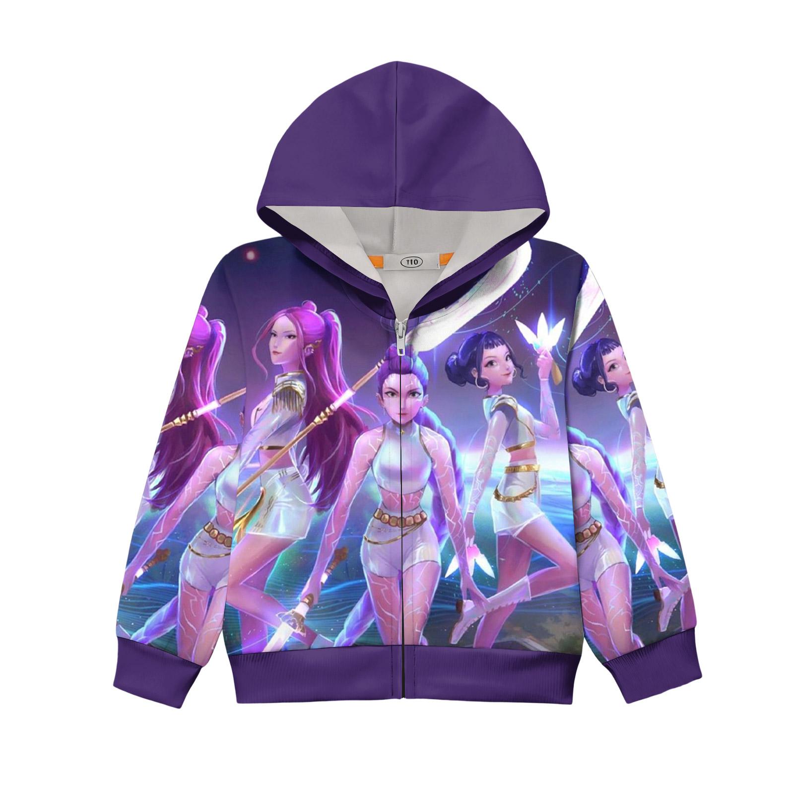 

Детская свободная толстовка с длинным рукавом, с капюшоном, на шнурке, цветная 120 фиолетовый