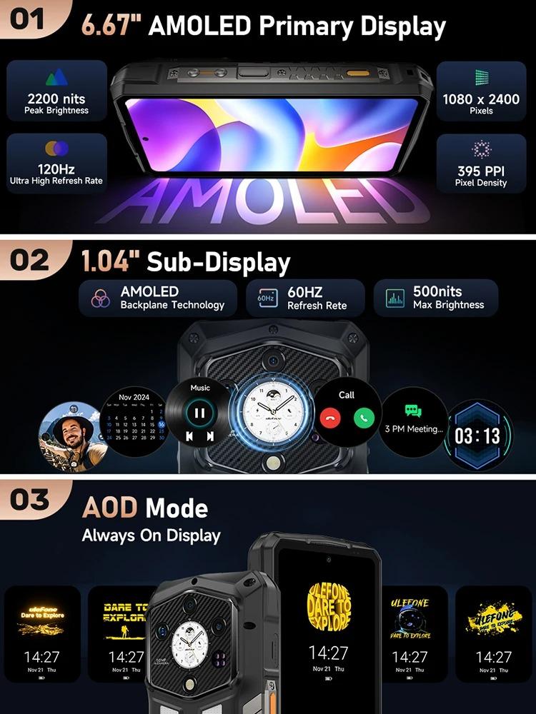 Ulefone Armor 29 Pro 5G AI Rugged Phone 21200mAh 120W 64MP Night Vision 6.67" 120Hz 512GB ROM Dimensity 7400