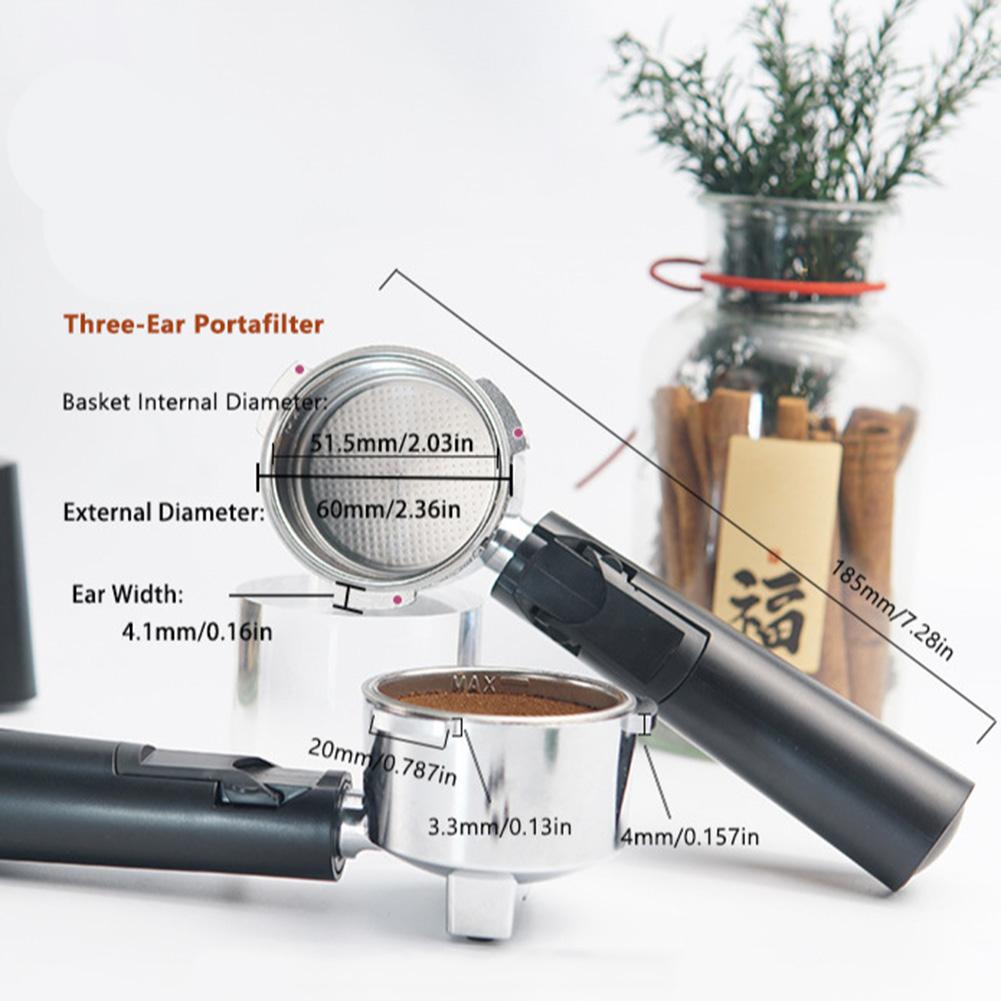1set Coffee Machine Handle 20cm For Dongling 51mm Three Ear Aluminum Alloy Bottomless Coffee Machine Handle Replacement Parts