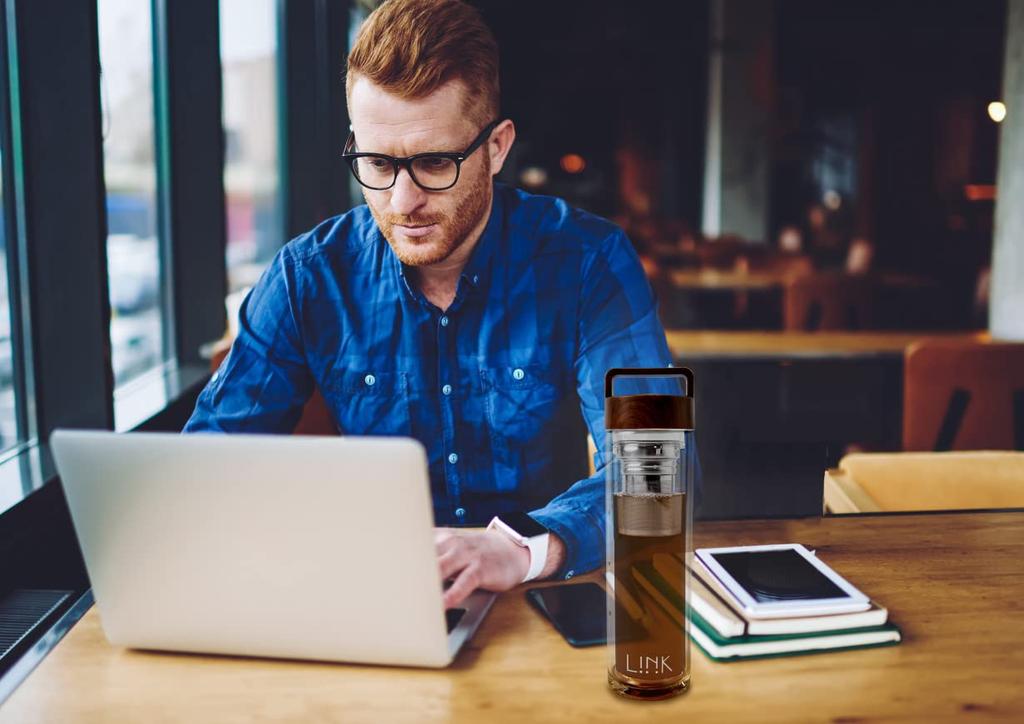 Szklana butelka z zaparzaczem do herbaty Ciesz się czarną kawą na gorąco lub na lodzie Podwójne szkło [Butelka Tii] Herbata, Herbata, Ukończenie studiów, Napoje, Napoje, Szkło żaroodporne,
