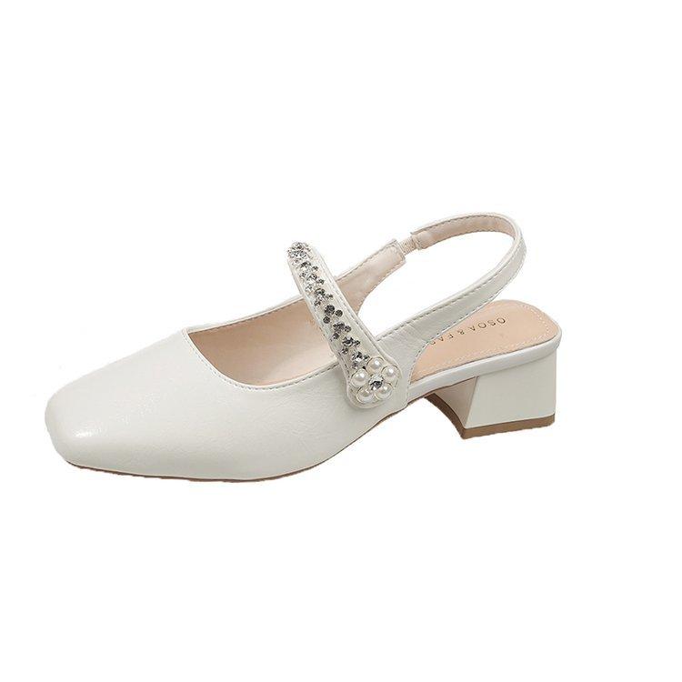 

Coarse heel bag head sandals women s summer wear temperament rhinestone Mary Jane shoes women s versatile casual single shoes women 40