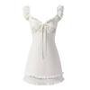 Practice, First Love White Dress, White Suspender Skirt with Ruffle Edge, Short Female High-end French Temperament Fairy Skirt