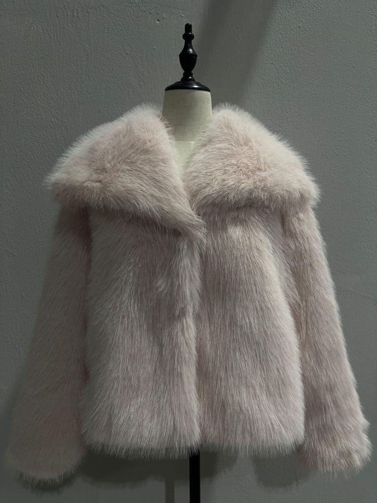 Spot European and American winter lazy wind large lapel artificial fur fox fur coat coat short