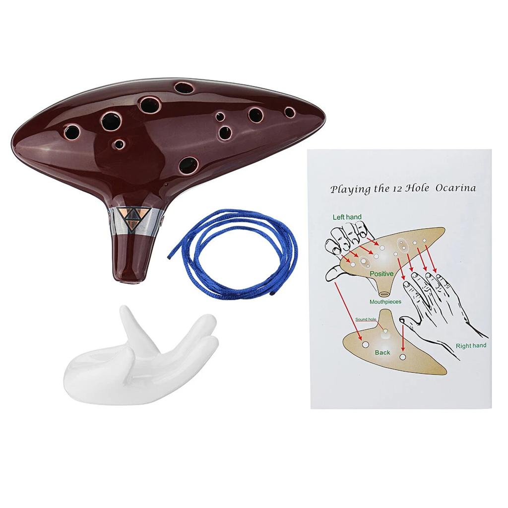 12 Holes Alto C Zelda Ocarina Ceramic Vessel Flute Wind Musical Instrument with Musicbook Lanyard