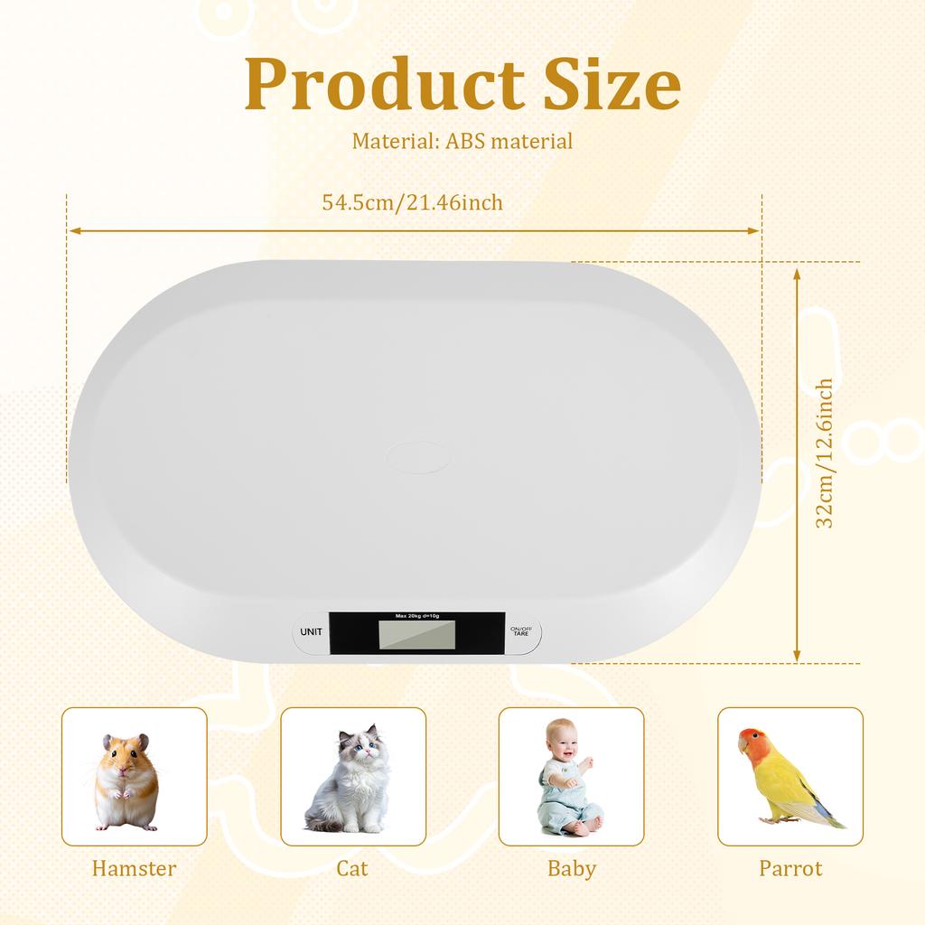 Accurate Baby Scale Multifunctional Digital Pet Scale with Tare Function and Wide LCD Display for Newborn Small Cat and Dog