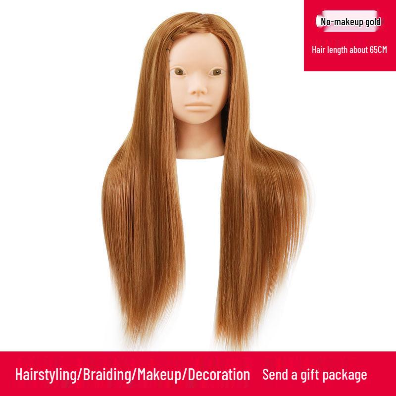 Apprentice Hair Styling Mannequin Head with Real Hair for Perming, Curling, and Makeup Practice