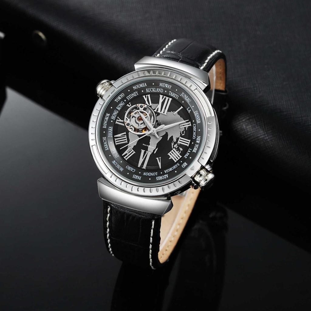 SURVAN WatchDesigner Luxury Hollowout Automatic Mechanical Watch (No Removal Required), 23K Real Gold Plated, Top Leather Strap, Design Competition