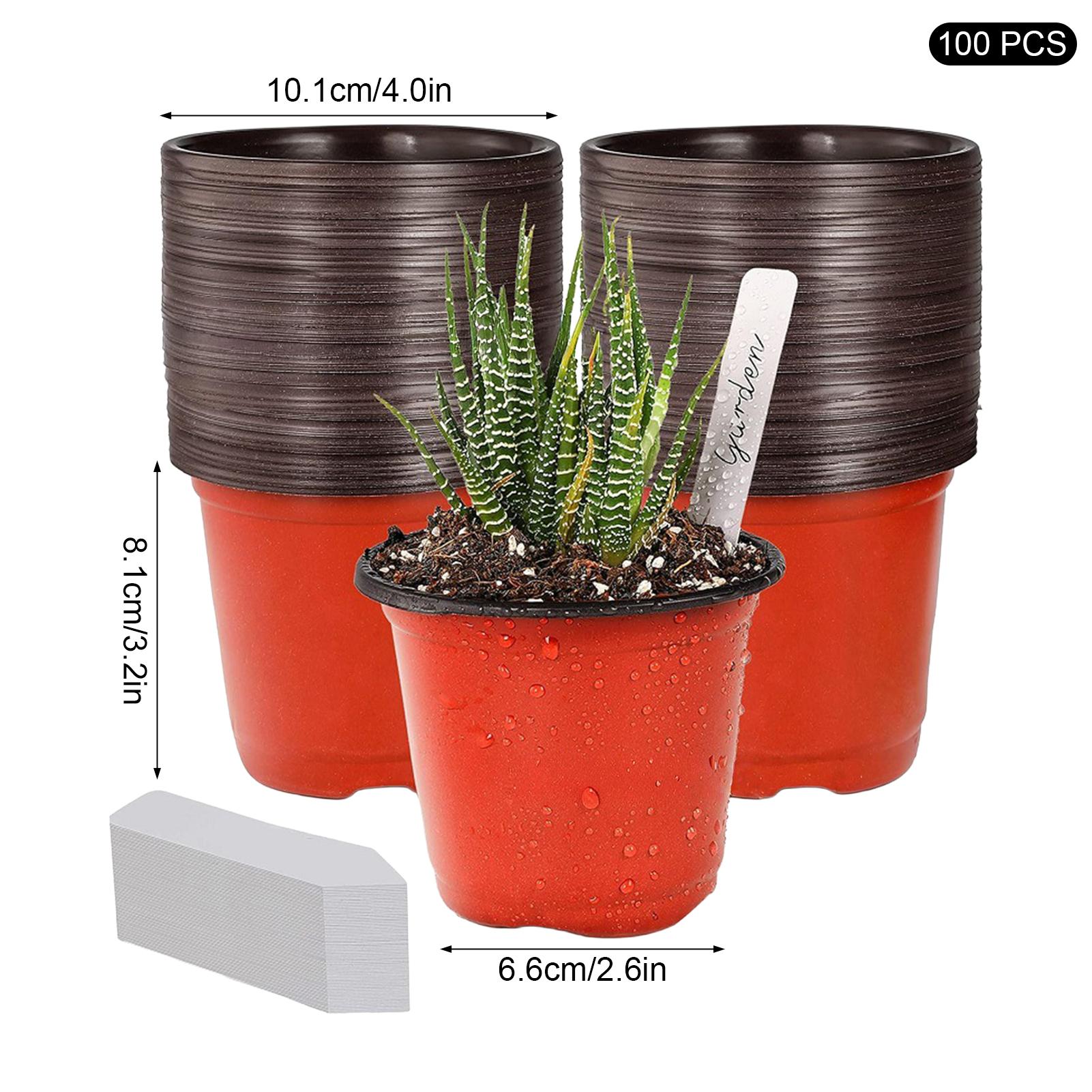 100PCS Plastic Plant Nursery Pots Seedling Plant Pot For Indoor Outdoor Planting Garden Flower Plant Container Cups Planter