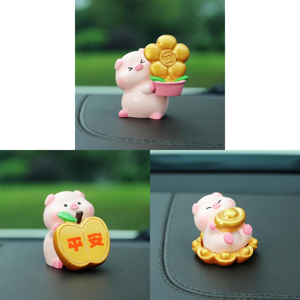 Car Decor Pig Car Pendant Resin Cute Cartoon Interior Ornament For Vehicle Gift