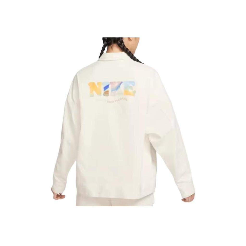 Nike Giacca da Donna Monocolore con Colletto a Contrasto Bianco HF6179-133