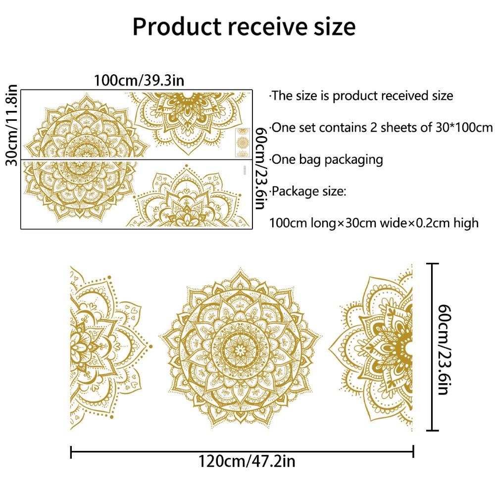 4 Pcs Gold Half Mandala Wall Decal PVC Wall Stickers Decor Boho Mandala Wall Sticker  Bedroom