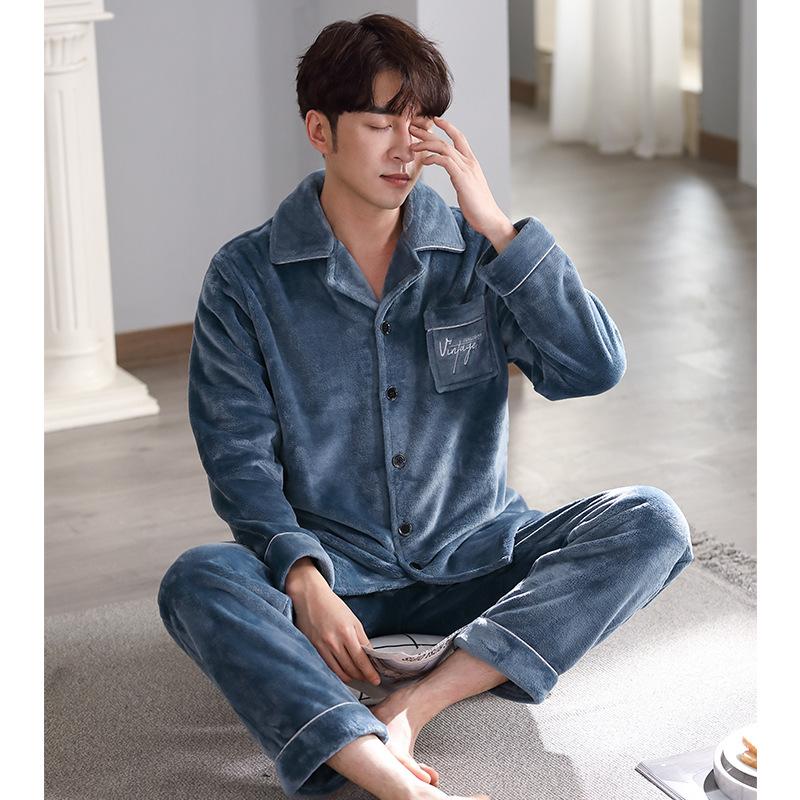 Párové flanelové pyžamo Dámské Zimní Fleecové Zesílené Korálový Fleece Podzim A Zima Pánské Domácí oblečení