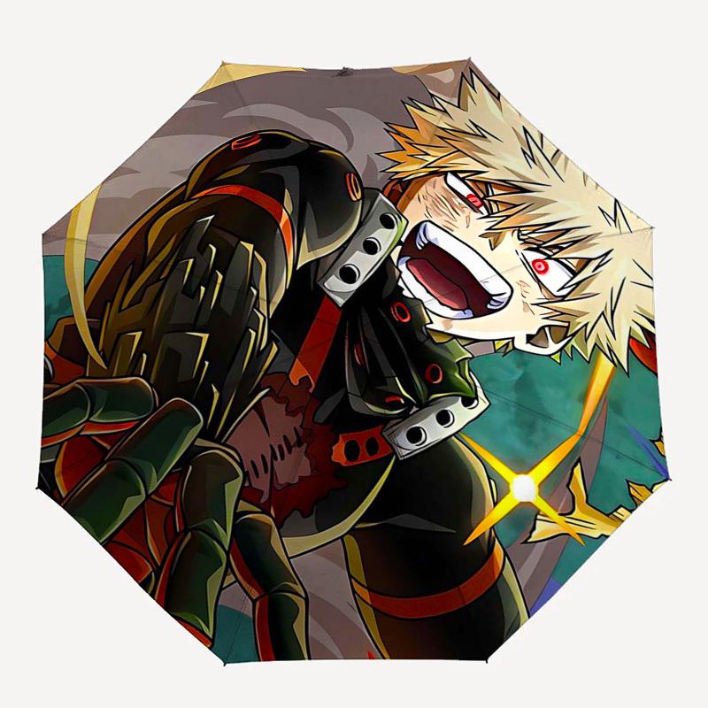1pc My Hero Academia Bakugo Katsuki Outdoor Umbrella - Automatic Opening/Closing, Portable 3-Fold Design, 8-Rib Iron Frame, Perfect Gift for Fans, Tra