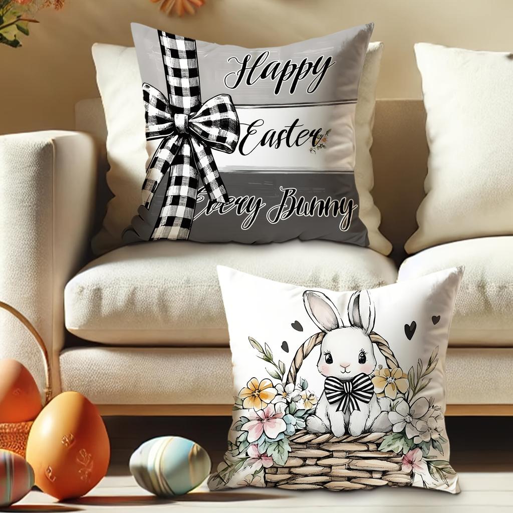Easter Truck Bunny Print Nordic Home Decor Pillowcase Bedroom Living Room Sofa Decoration Polyester Cushion Cover with Zipper