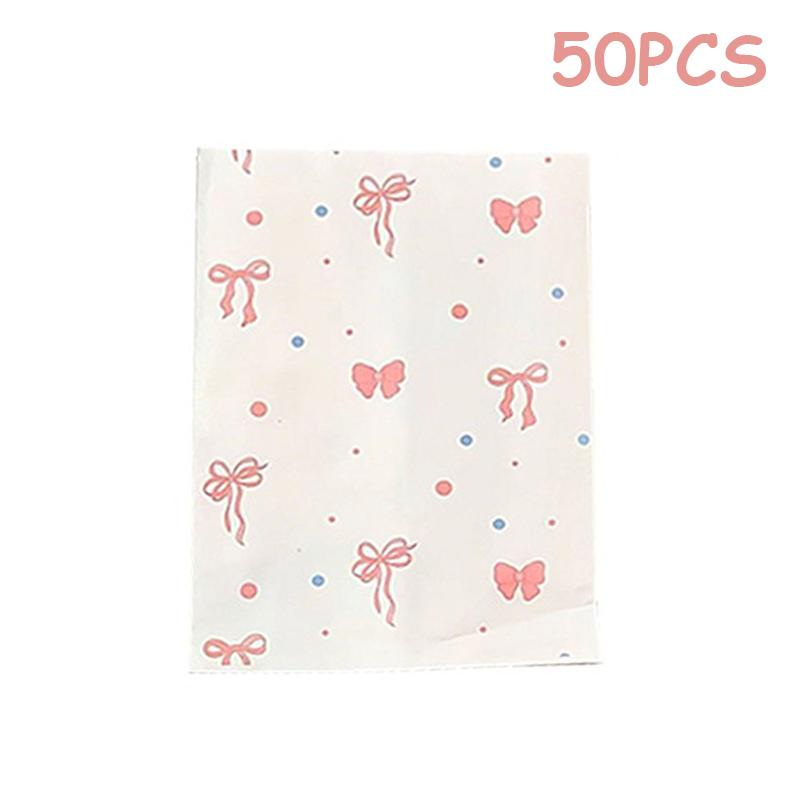 50Pcs Pink Bowknot Heart Paper Bags 12×17Cm Cute Photo Cards Jewelry Packaging For Handmade Crafts Gift Wrapping Storage Pouches
