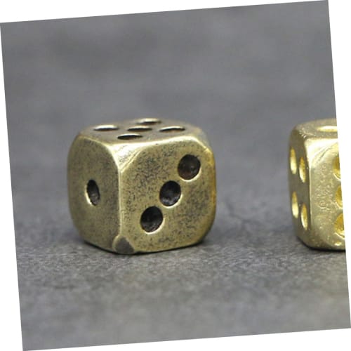 SAFIGLE Set of 6 Brass Dice, 11mm Rounded Corners, Vintage Finish, Gold, Durable and Rust-Resistant, Perfect for Party Games, Board Games, and Bar Dec