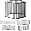 5 Panels Pet Playpen Metal Fence W/ Walk Through Door - Black