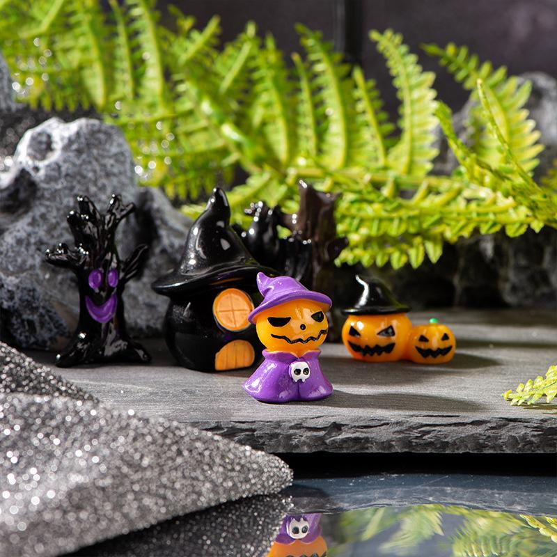 Halloween Ornament Micro Landscape Decoration Accessories Wizard Ghost Pumpkin Rabbit Bat Tree Magic House Resin Ornaments