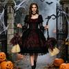 Durable Reuseable Broom Halloween Witch Broom, Black Tulle Cosplay Costume, Gothic Party Atmosphere Decoration Rose Skeleton Hand Broomstick