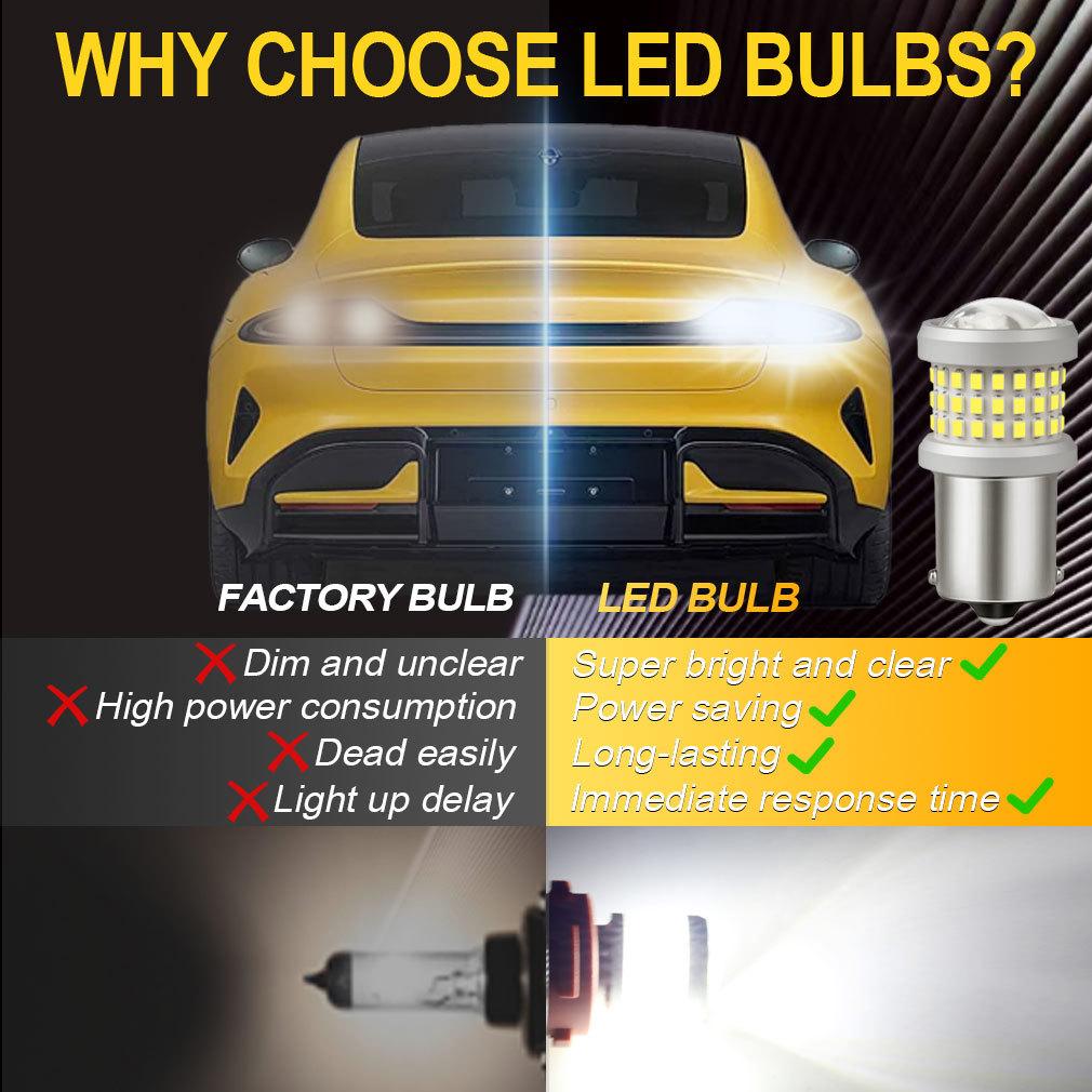 2Pcs P21W Led 1156 T20 W21/5W 7443 P21/5W T25 2000LM Car Bulbs 7440 BA15S BAY15D BAU15S PY21W Auto DRL Light 1157 3157 Reverse Turn Signal Brake Lamp