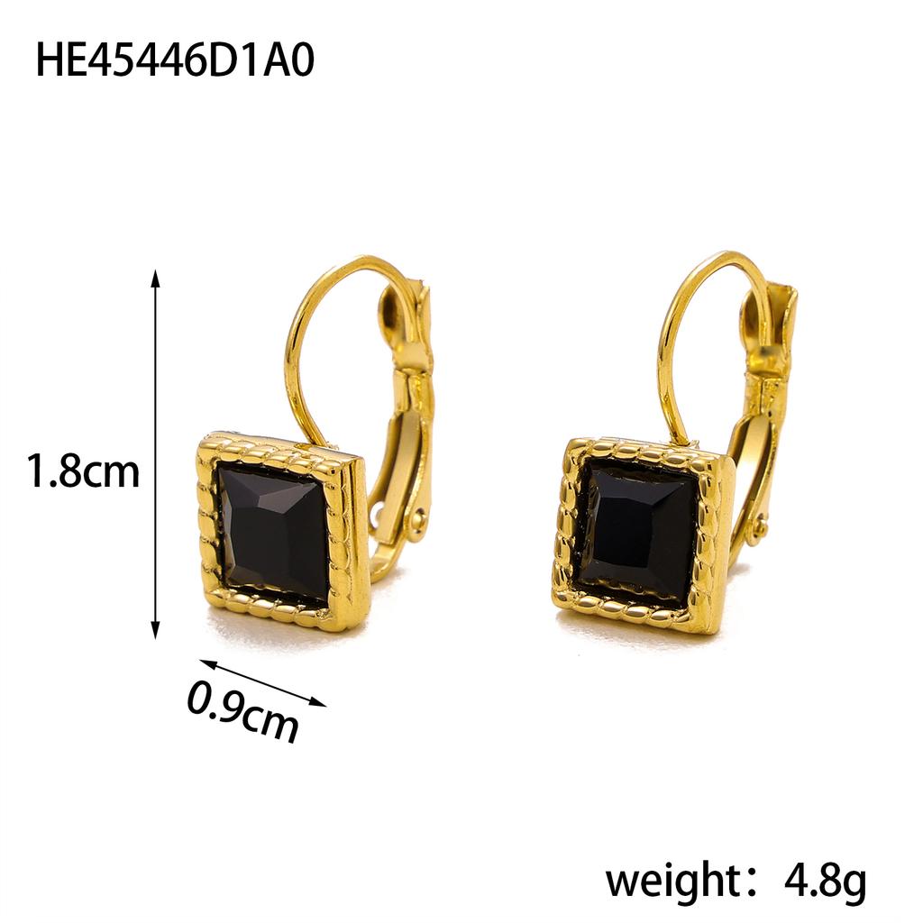 CARLIDANA Minimalist Women New Square Clip Earrings Tarnish Free 18k Gold Plated Stainless Steel Colorful Zircon Hoop Earrings