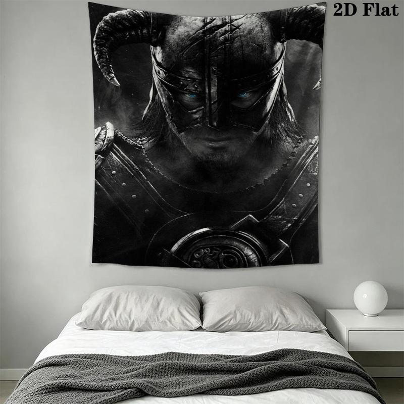 Skyrim Wall Tapestry Aesthetic Wall Hanging Printed Fabric Blanket Decorative Tapestries for Bedroom Living Room Home Decor