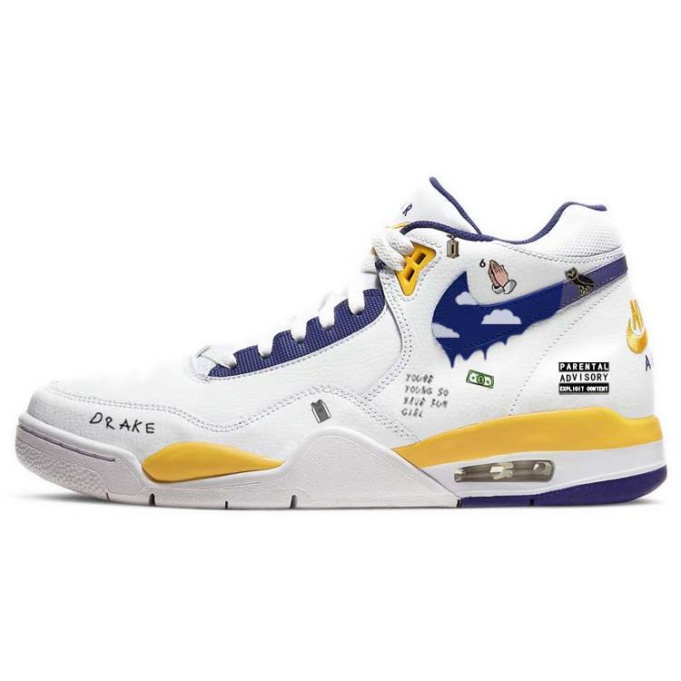 

Nike Flight Legacy Low top Vintage Basketball Shoes Men s White Blue Yellow BQ4212-102(Team56-) 41
