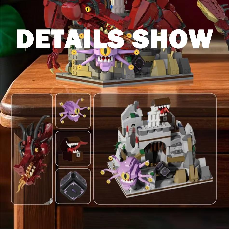 1856pcs Movie Game MOC Dungeon Fortress DANGERS & DRAGONS Building Blocks Monster Eye Model Creative DIY Assembly Toy Boys Gift