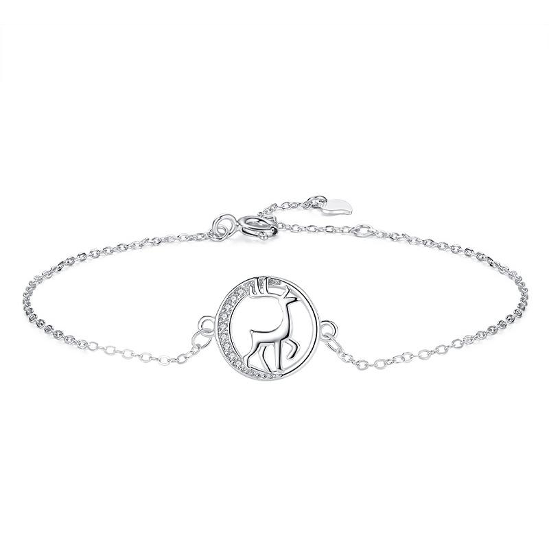 Shengli S925 Sterlingsilber Hirsch Armband, Schmuck für immer mit dir, Einfaches Weihnachtsgeschenk für Frauen