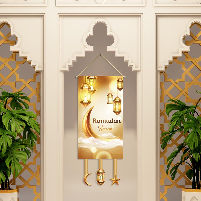 Ramadan Hanging Flag Ramadan Decorations 2026 Wall Hanging Ornament Eid Mubarak Islam Muslim Home Decor Party Supplies