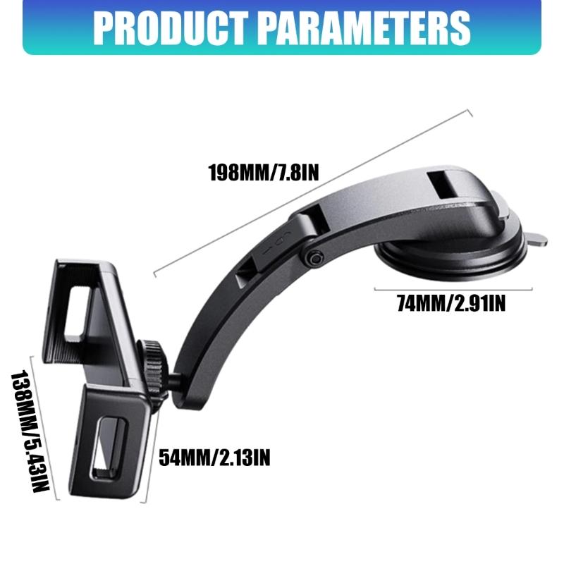 Car Tablet Stand with Suction Cup Base, Viewing Arm and Clamp Frame for Daily Commute Navigation, Travel Viewing and Passenger Use