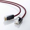 Sanwa Supply CAT6A Thin Diameter Mesh LAN Cable (3m) 10Gbps/500MHz RJ45 Anti-claw Black & Red KB-T6AME-03BKR