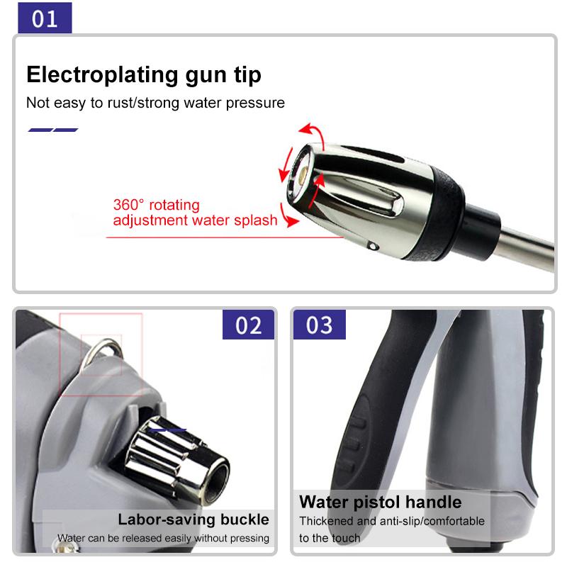 SEAMETAL Pistol de apă de înaltă presiune Duza metalică reglabilă pentru pulverizare Mâner anti-alunecare Aspersor cu jet de apă Pentru uz casnic, grădină, spălarea mașinii