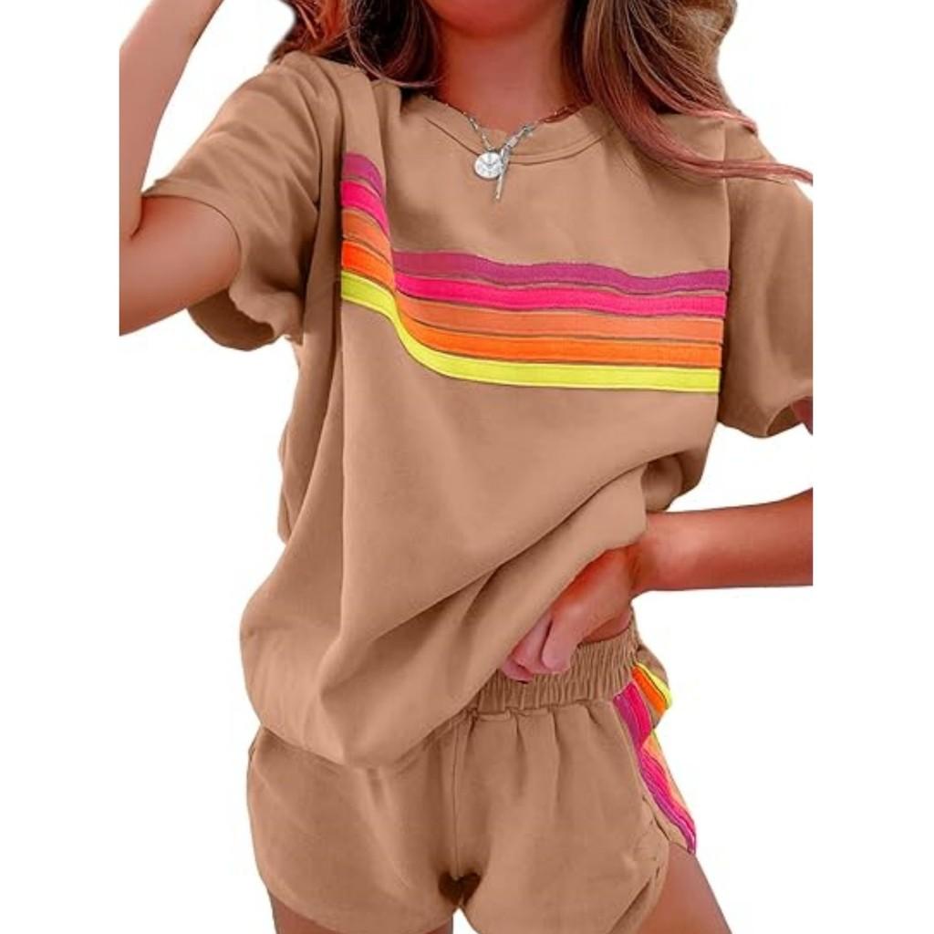 Minimalist Female Lounge Set With Color Blocking Polyester Blend For Casual Wear