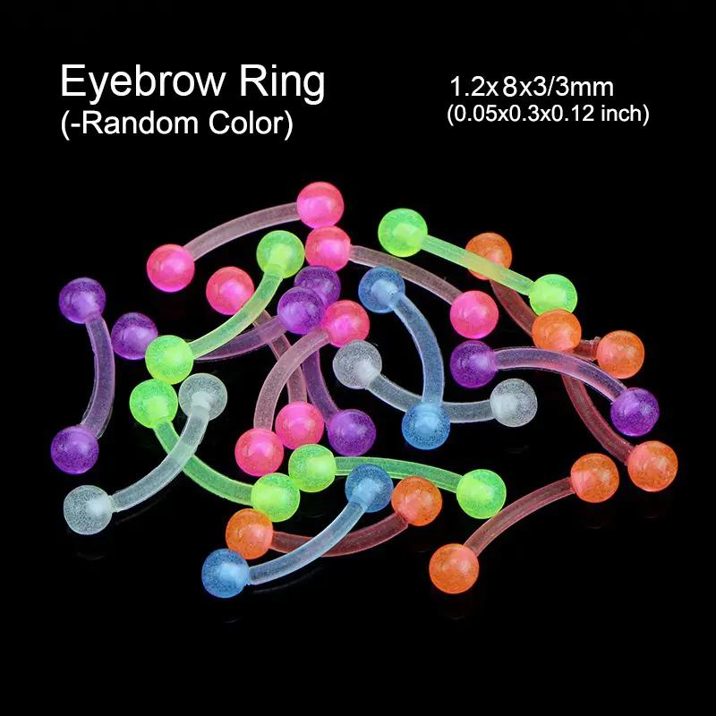 10/60pcs Glow In Dark Flexible Tongue Belly Lip Eyebrow Septum Ear Cartilage Daith Helix Piercing Earrings Punk Body Jewelry