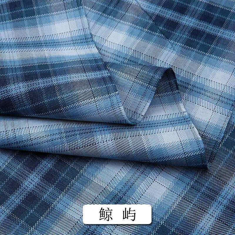 Summer Plaid Fabric Fine Opaque By The Meter for JK Uniform Clothes Dresses Hair Accessories DIY Sewing Cloth Textile Blue Green