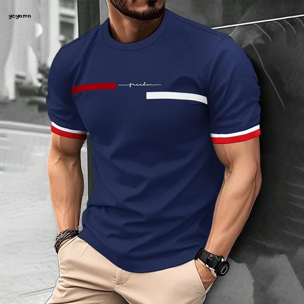 Men's T-Shirt Fashion Design Simple Printed Short Sleeve T-Shirt Oversized Sports Round Neck Tops Summer Men's Casual Clothing