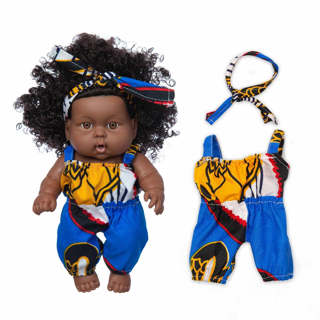 Black Black Baby Cute Curly Black 8-Inch Vinyl Baby Toy
