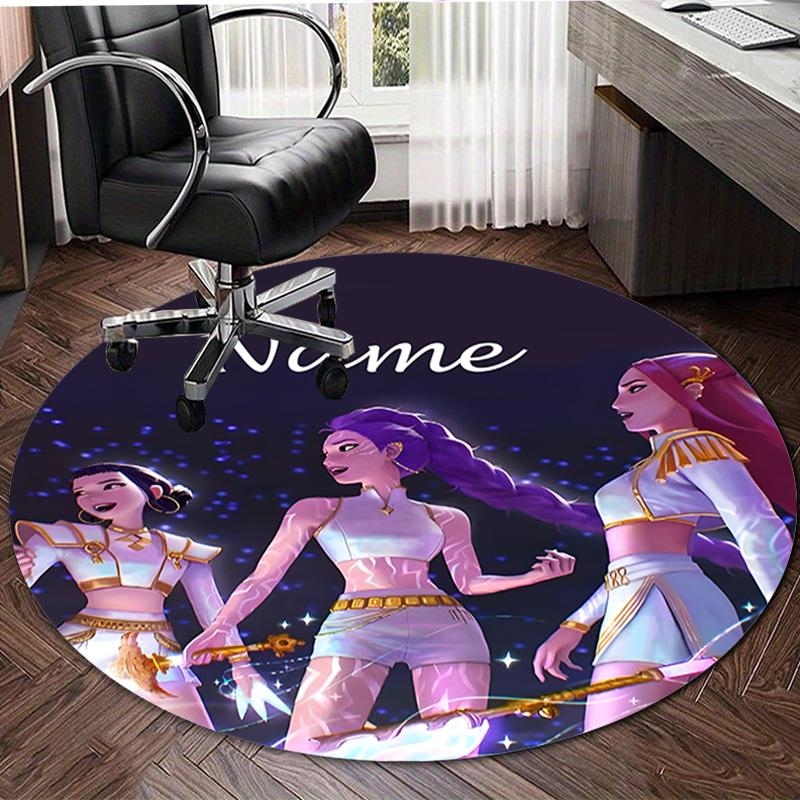 Personalized K-KPop Demon Hunters Round Chair Office Rug - Perfect for Mat, Office Chair & More - Ideal Gift for Birthdays and Holidays