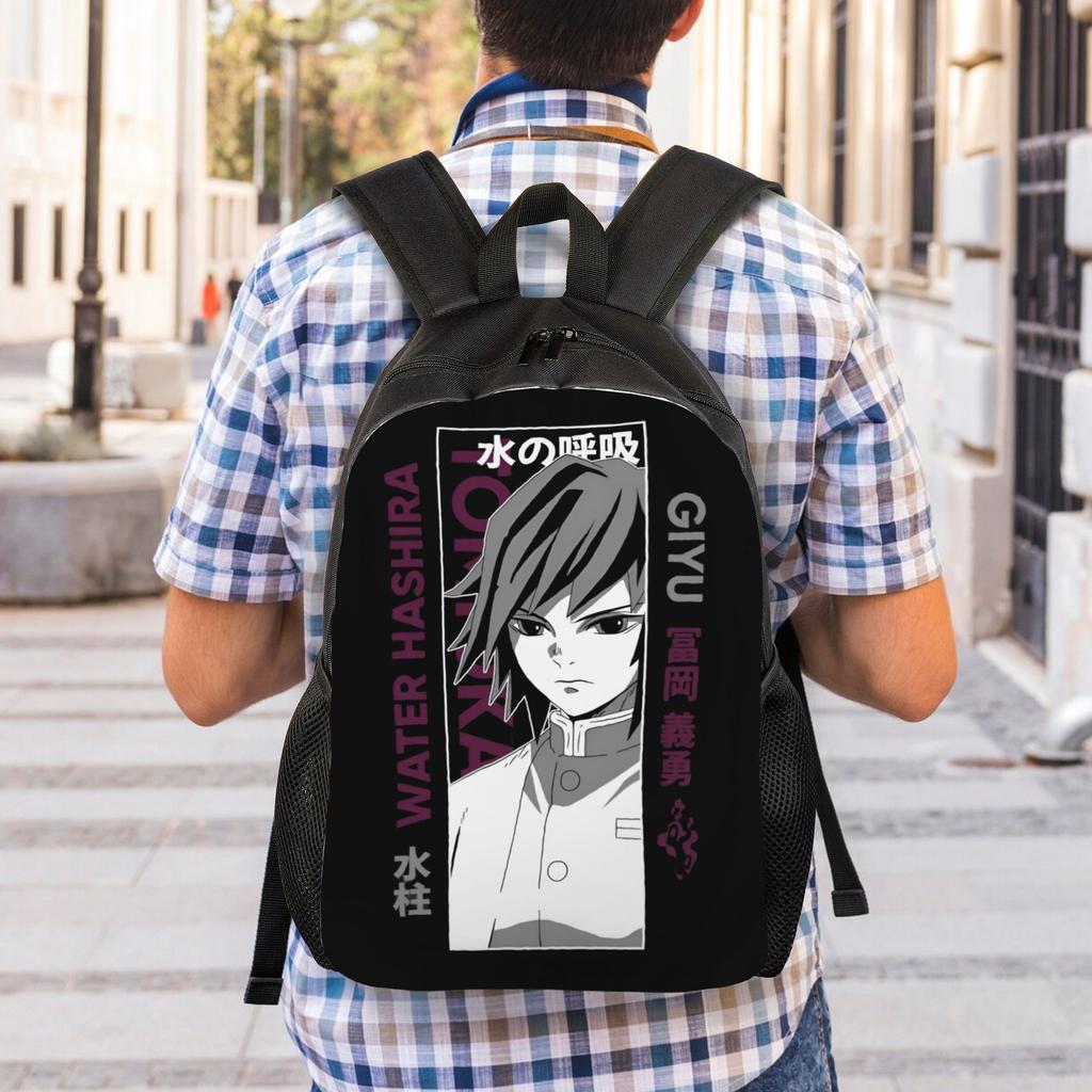 3D Print Demon Slayers Backpack for Boys Girls Guyu Tomioka School College Travel Bags Women Men Bookbag Fits 15 Inch Laptop